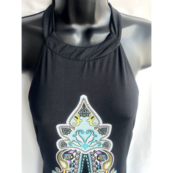 Always Indigo Black Soft Halter Neck Long Dress Maxi Boho Blue S Ethnic Cute - Picture 2 of 9